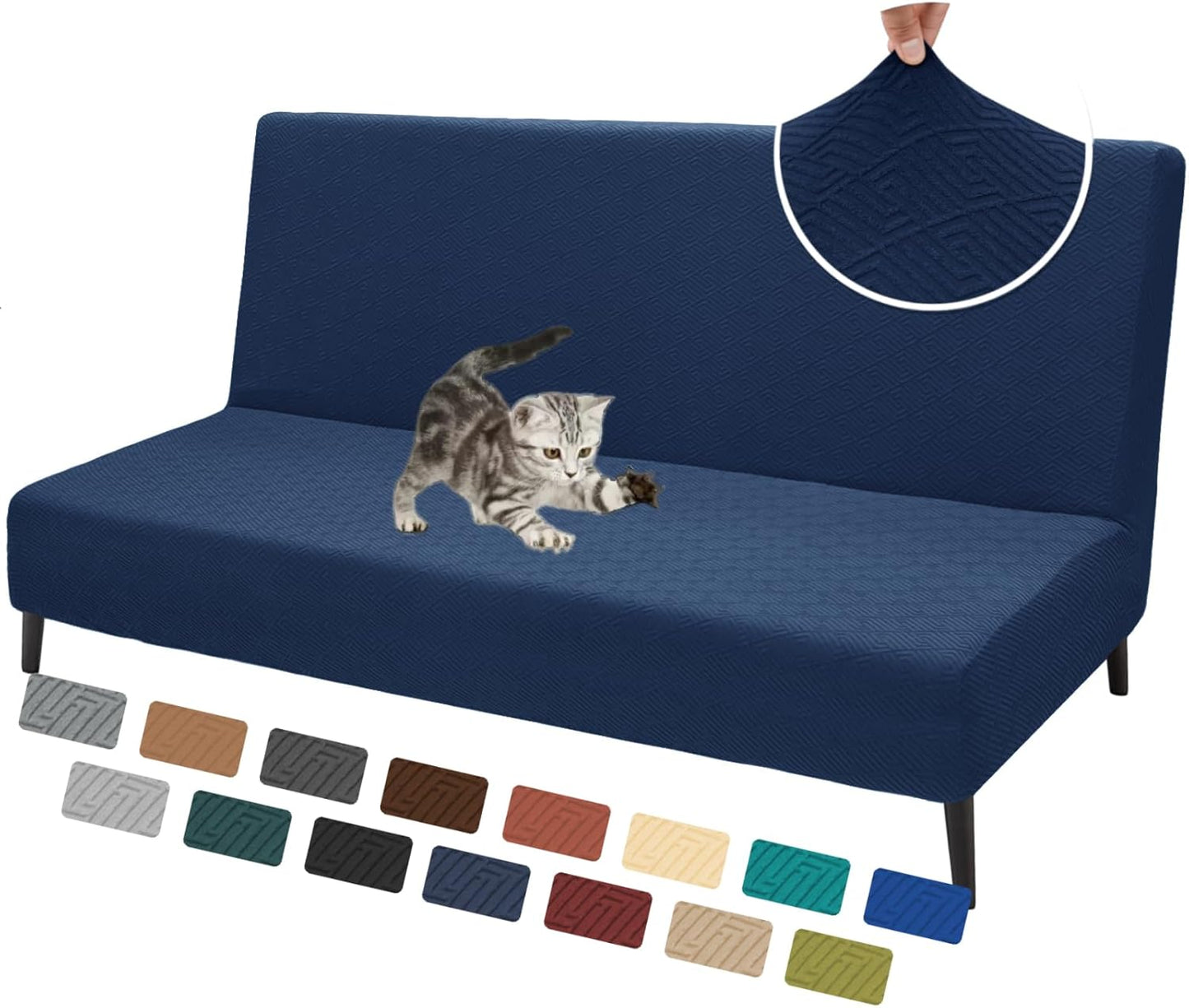 XINEAGE Futon Cover Full Size Stretch Armless Sofa Bed Protector