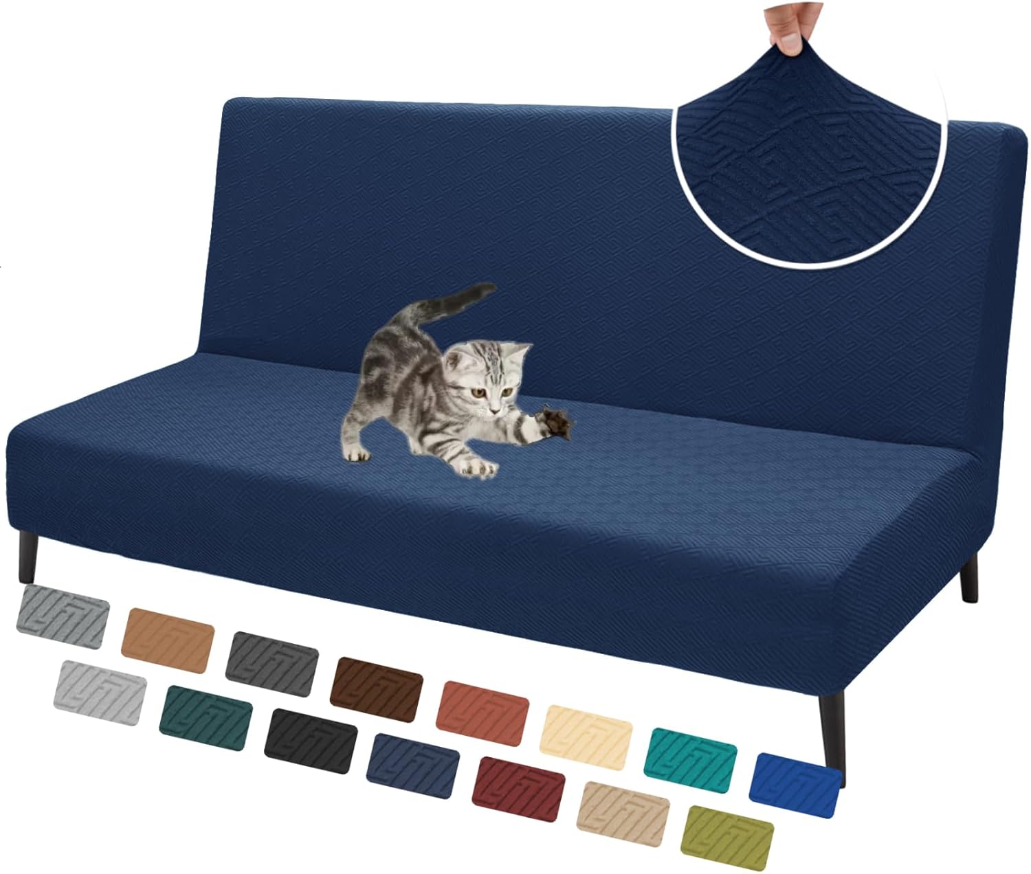 XINEAGE Futon Cover Full Size Stretch Armless Sofa Bed Protector