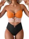 One Piece Ring Linked Monokini Swimsuit - Sexy Cutout Fit Eomenie