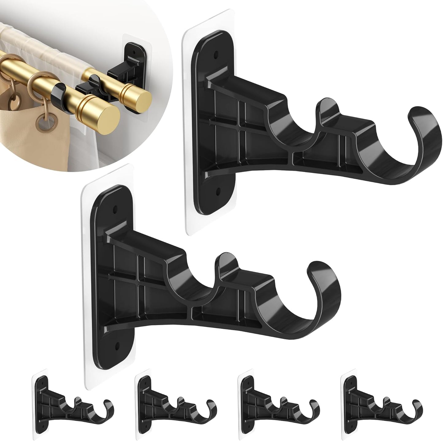 Securely Hang Double Curtains with MUAKIOY Adhesive Brackets