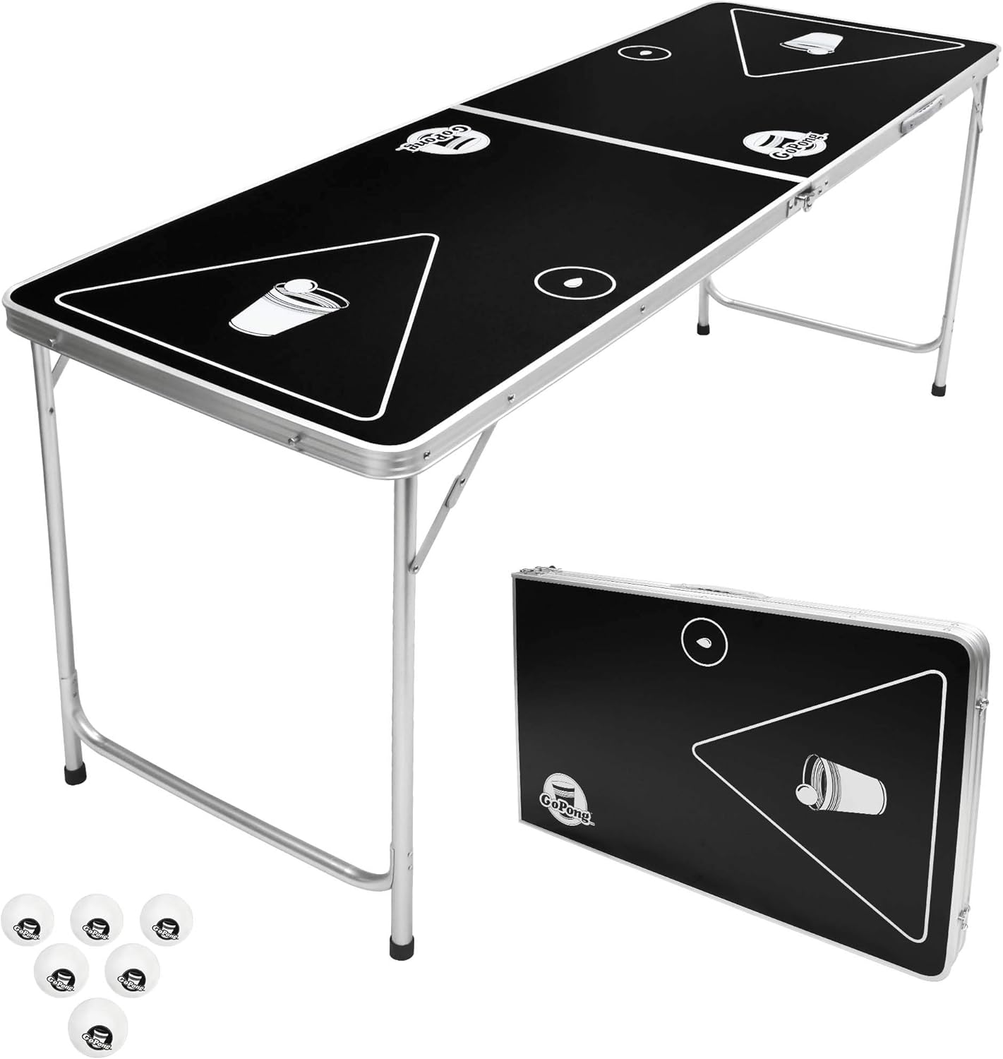 GoPong 6-Foot Portable Folding Beer Pong Table for Parties