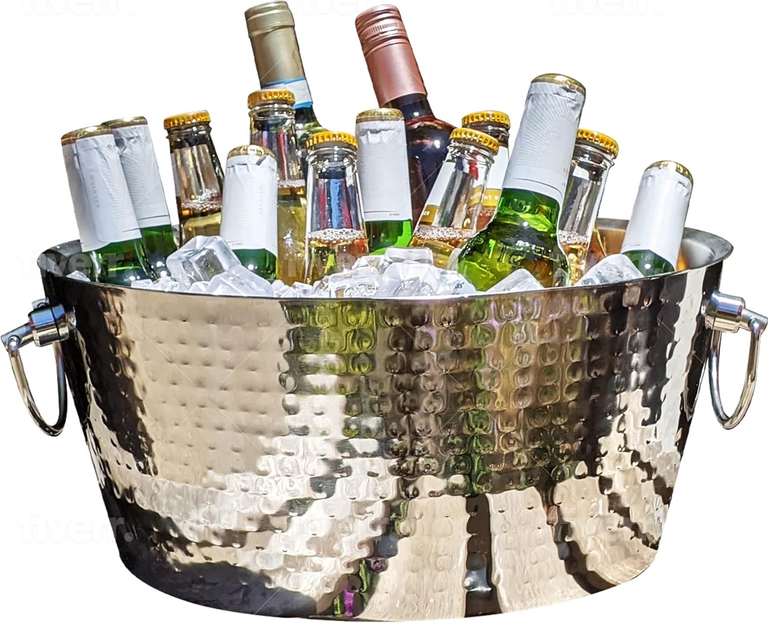 Hammered Stainless-Steel Beverage Tub for Parties and Gatherings