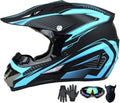 Motocross Helmet Blue M - Youth & Adult DOT Certified 4-Piece Set