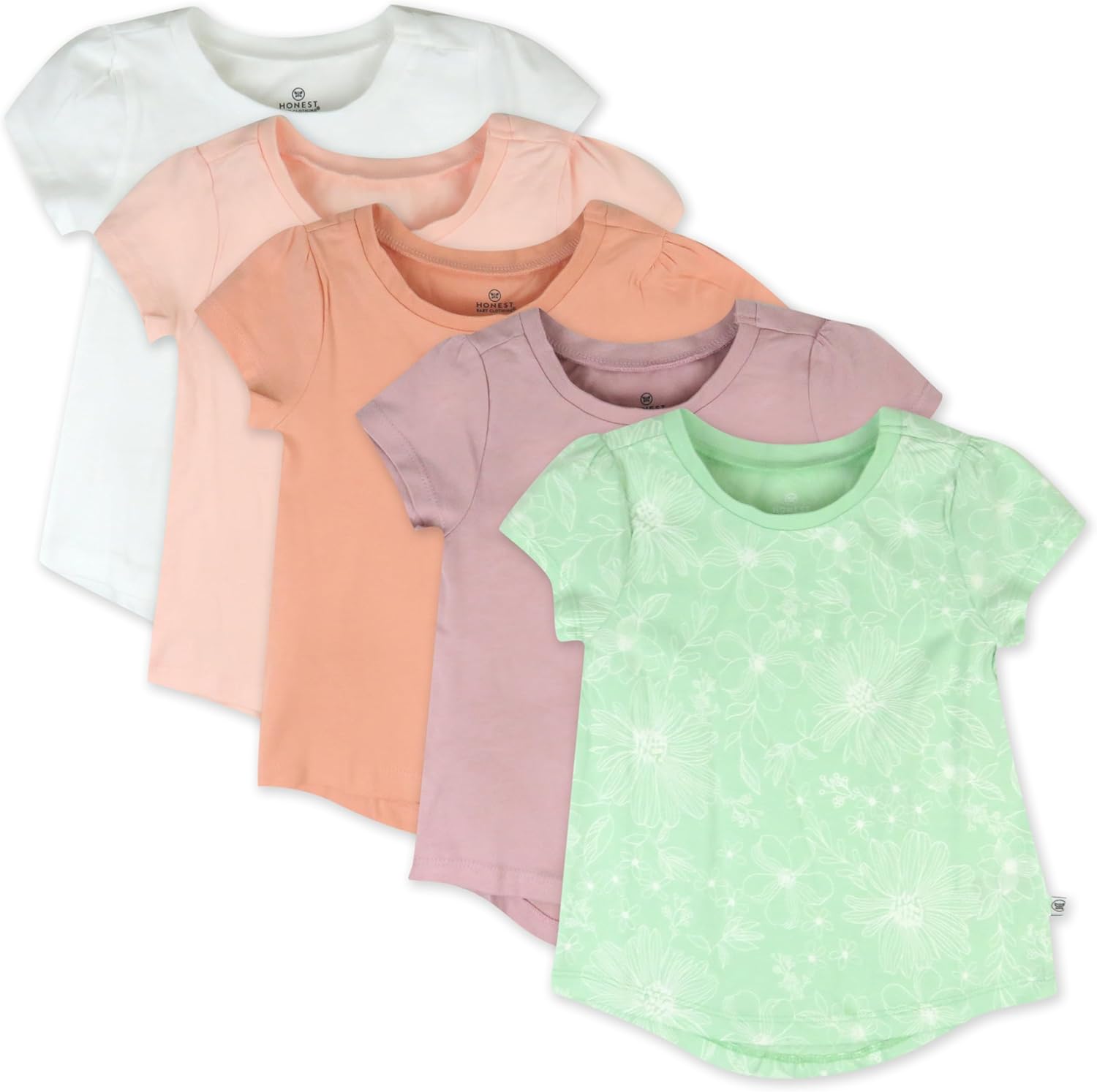 HonestBaby Unisex-Baby 5-Pack Short Sleeve T-Shirts for Kids