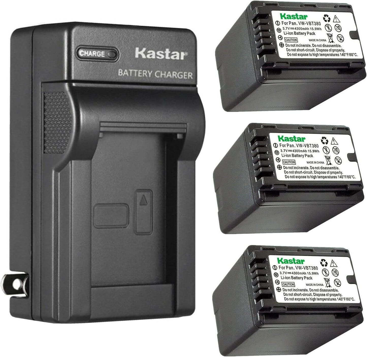 Kastar 3-Pack Battery and AC Wall Charger for Panasonic Camcorders