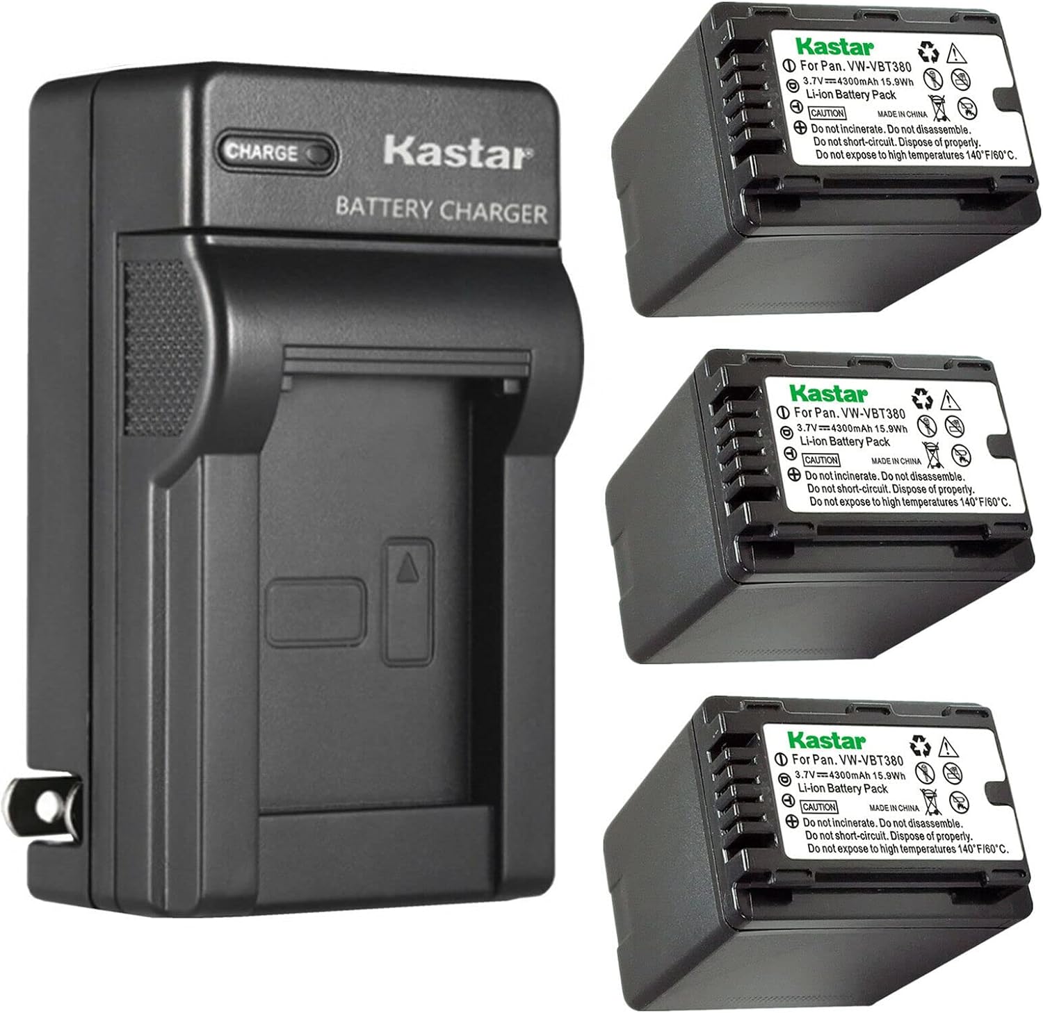 Kastar 3-Pack Battery and AC Wall Charger for Panasonic Camcorders