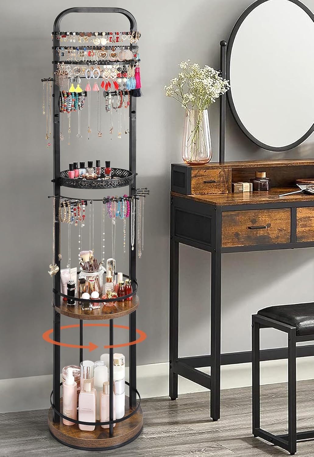 Jewelry Holder Organizer with Rotating Design for Easy Access