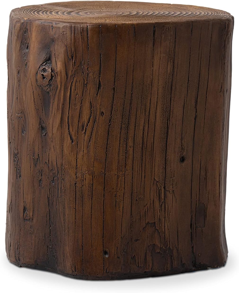 COSIEST Outdoor End Table: Hand-Painted Faux Wood Stool