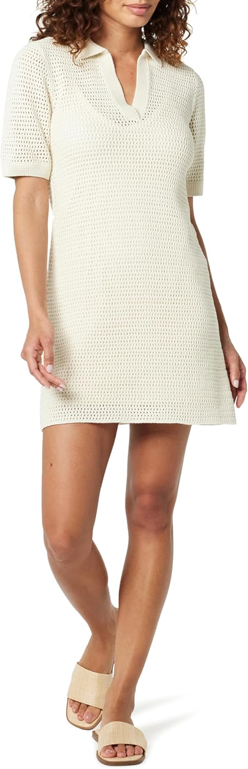 The Drop Women's Melia Collared Crochet Micro Mini Dress Review