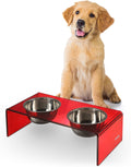 Modern Acrylic Elevated Pet Feeder with 20oz Dual Stainless Bowls