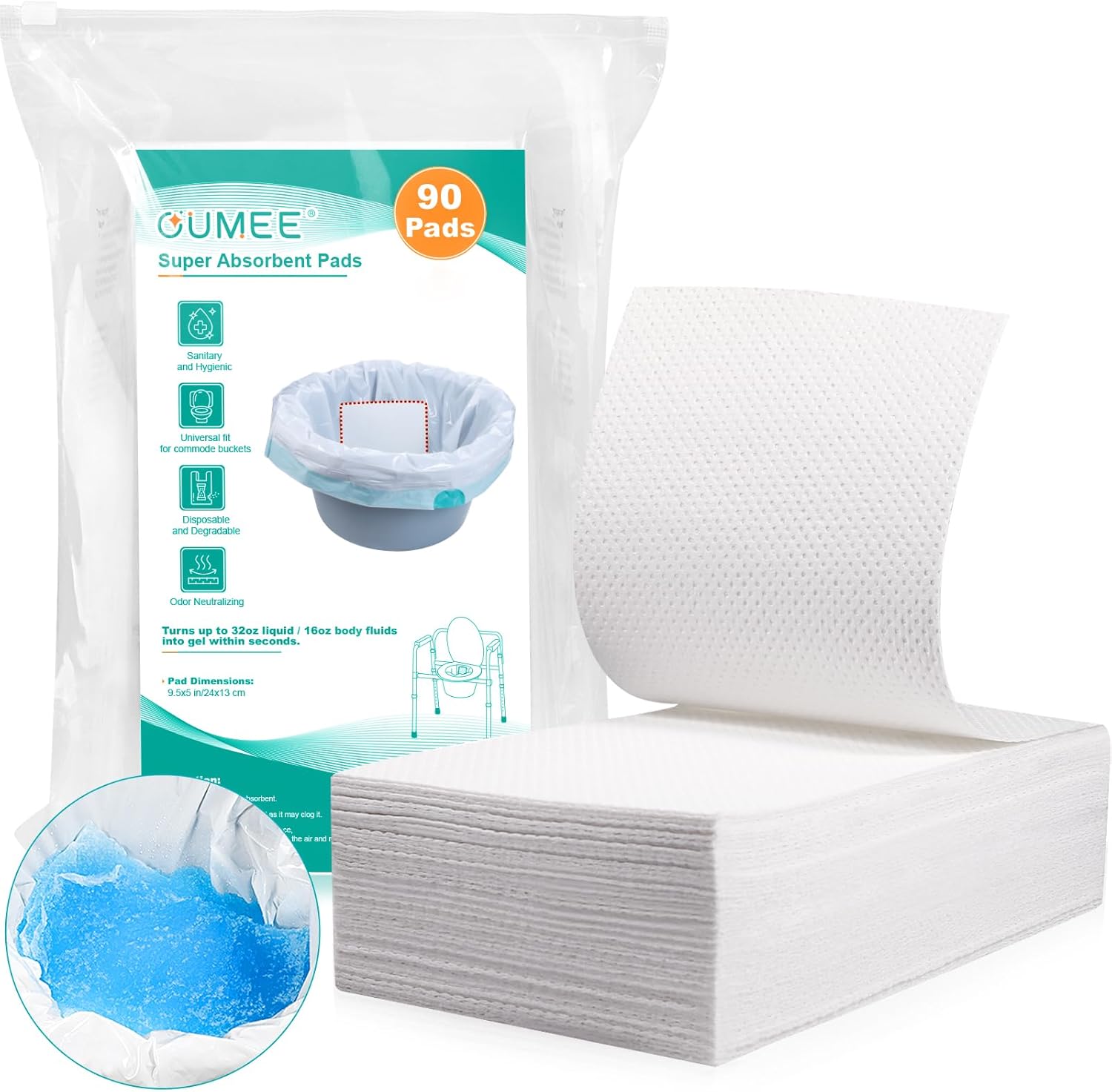 Oumee 90 Absorbent Commode Pads: Leak-proof & Odor-Free