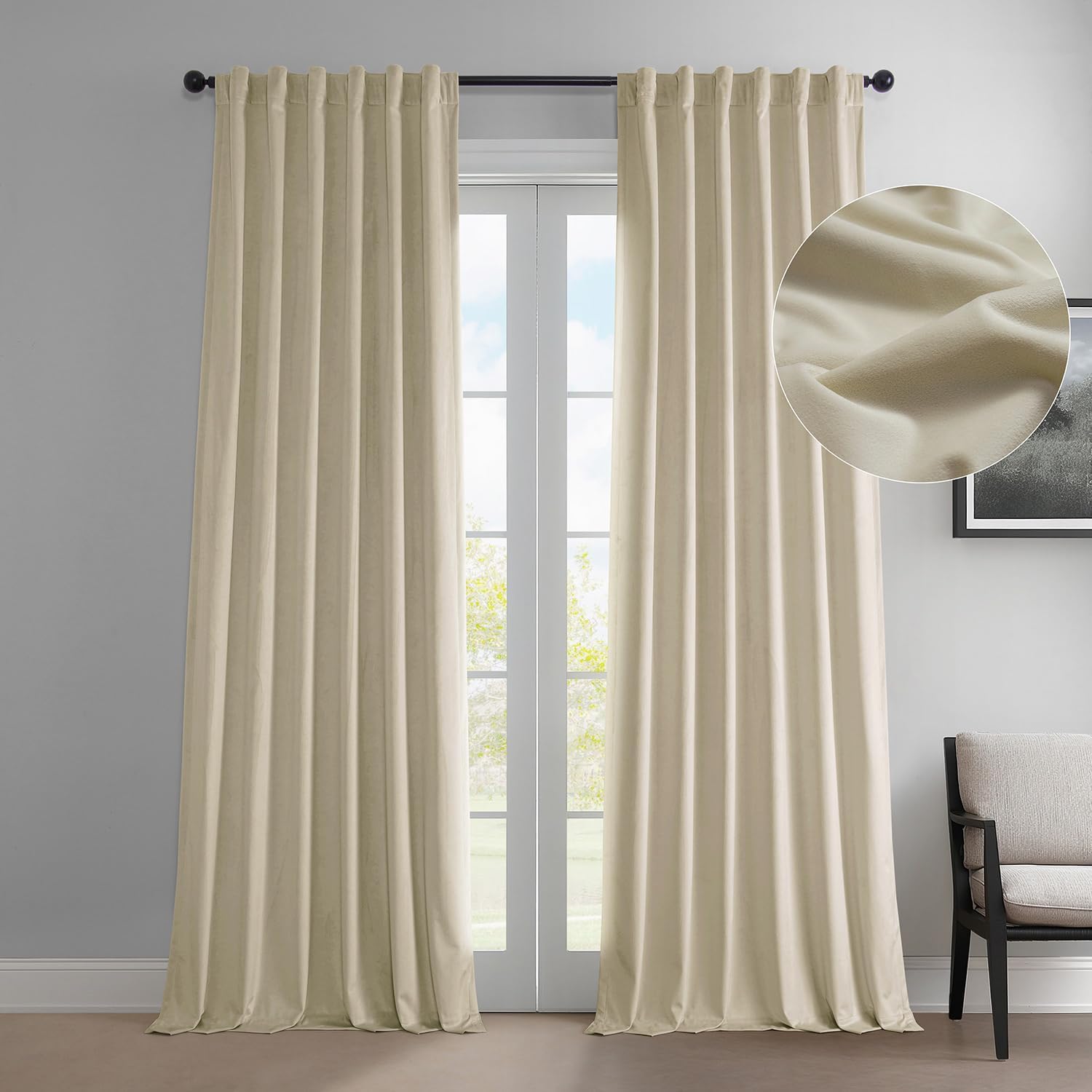 Heritage Plush Velvet Room Darkening Curtains 108 in Long
