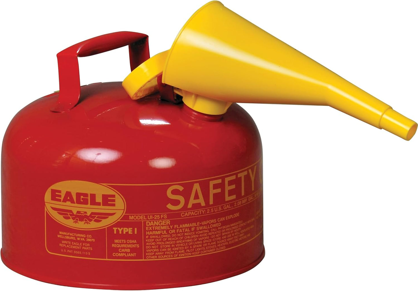 Eagle 2.5 Gallon Type I Red Safety Gas Can with Flame Arrester