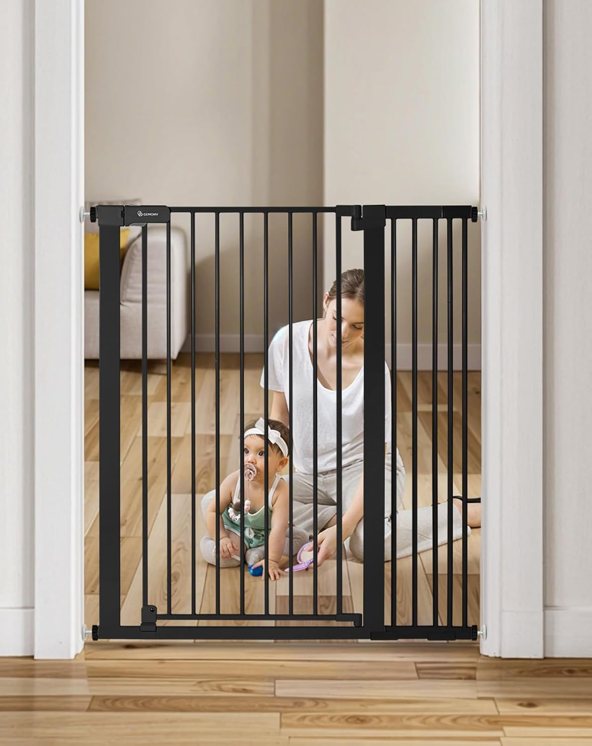 COMOMY 42 Inch Extra Tall Baby Gate for Stairs and Doorways