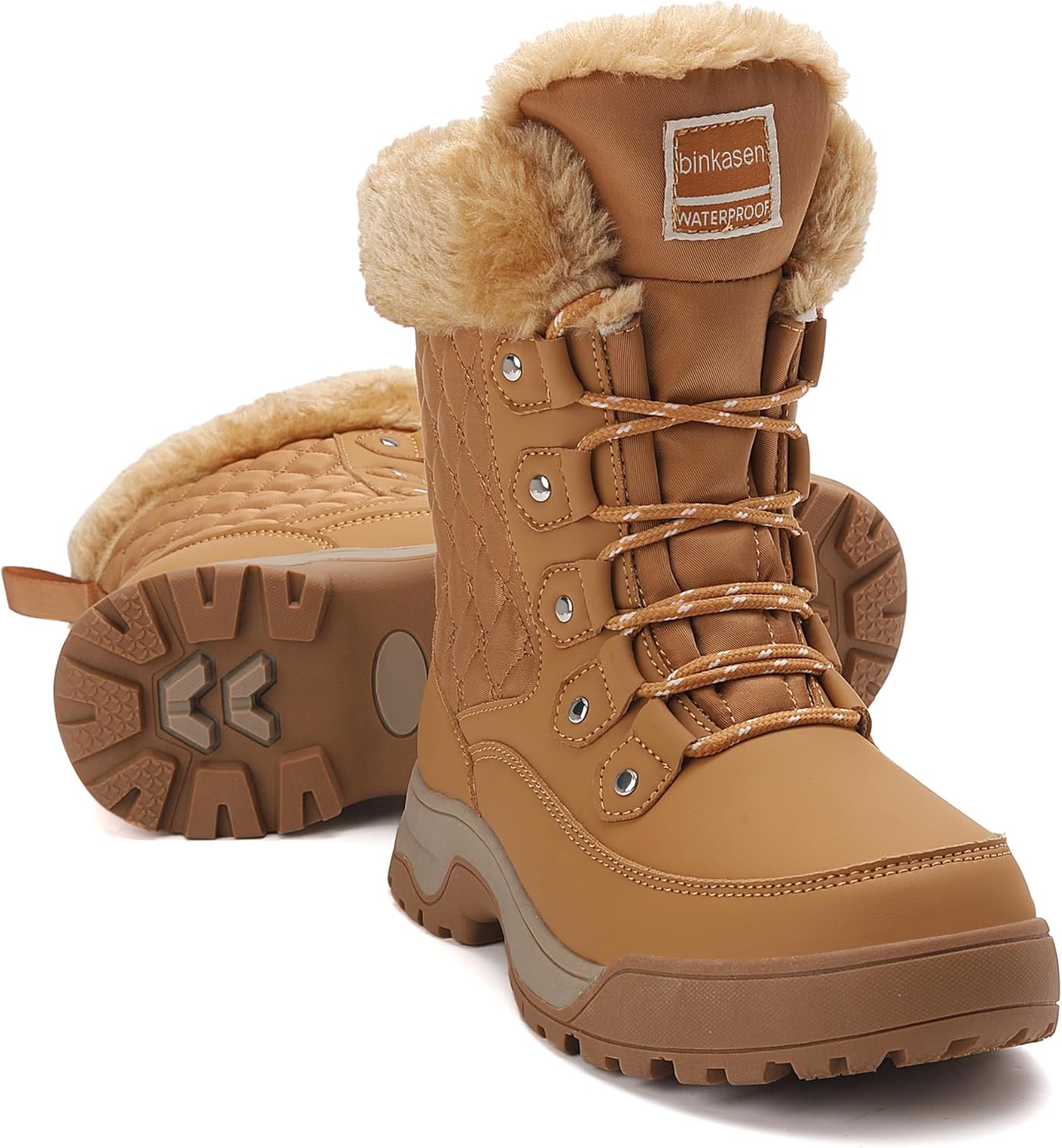 Snow Boots Women Non-Slip Insulated Faux Fur Winter Shoes