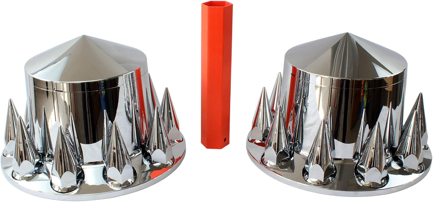 MRJLK Chrome ABS Complete Axle Cover Set for Semi Trucks