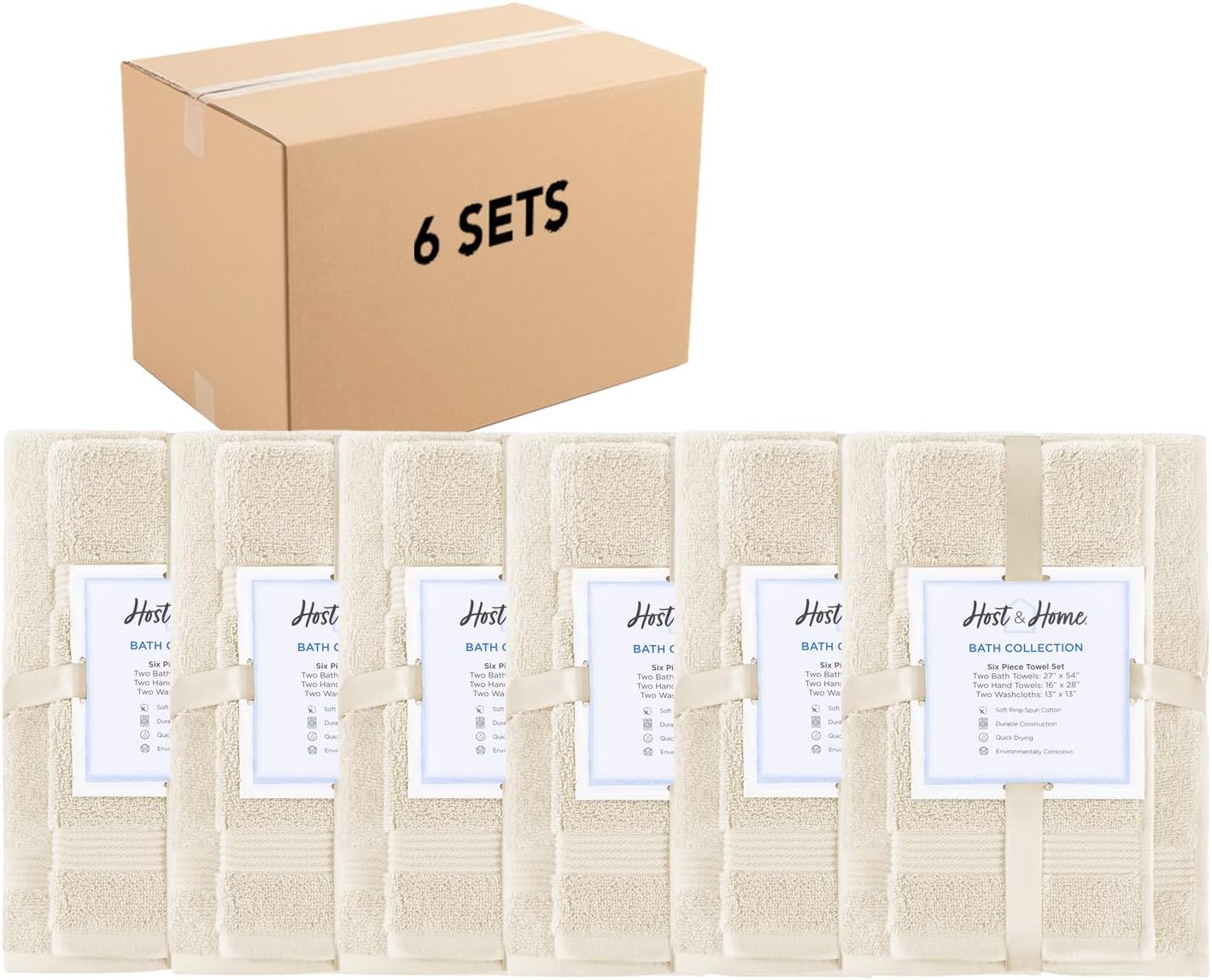 Super Soft 100% Cotton Bath Towels Set of 6 for Luxury Homes