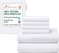 RUVANTI 6 Pc Cotton Sheets California King - Crisp Percale Comfort