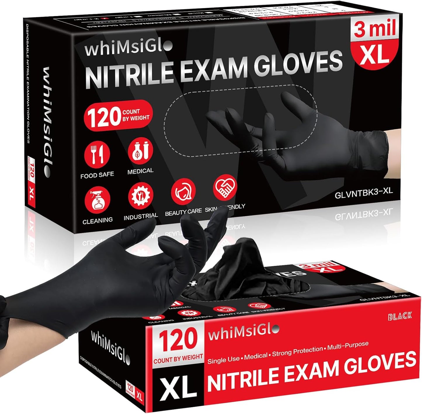 Premium Food-Safe Black Nitrile Gloves, Latex-Free, Powder-Free, 3Mil