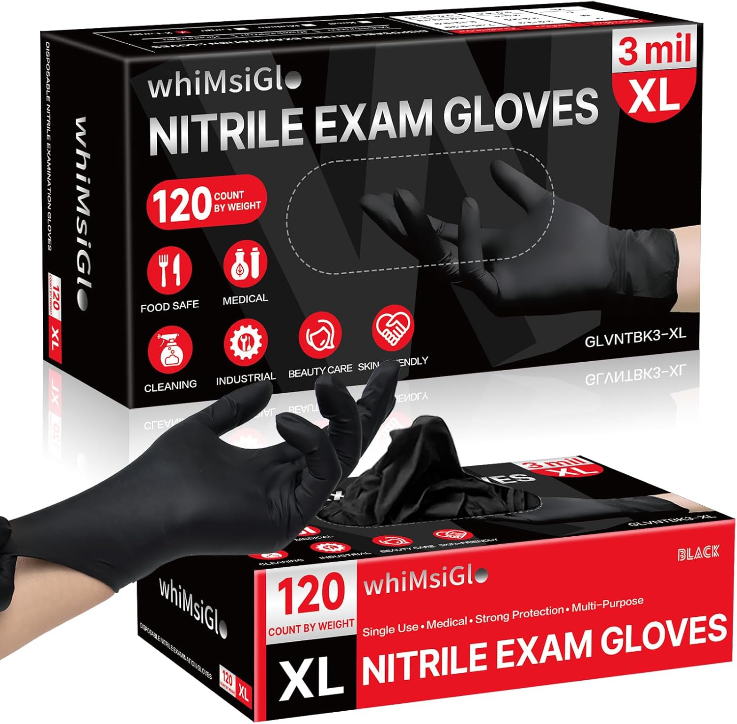 Premium Food-Safe Black Nitrile Gloves, Latex-Free, Powder-Free, 3Mil