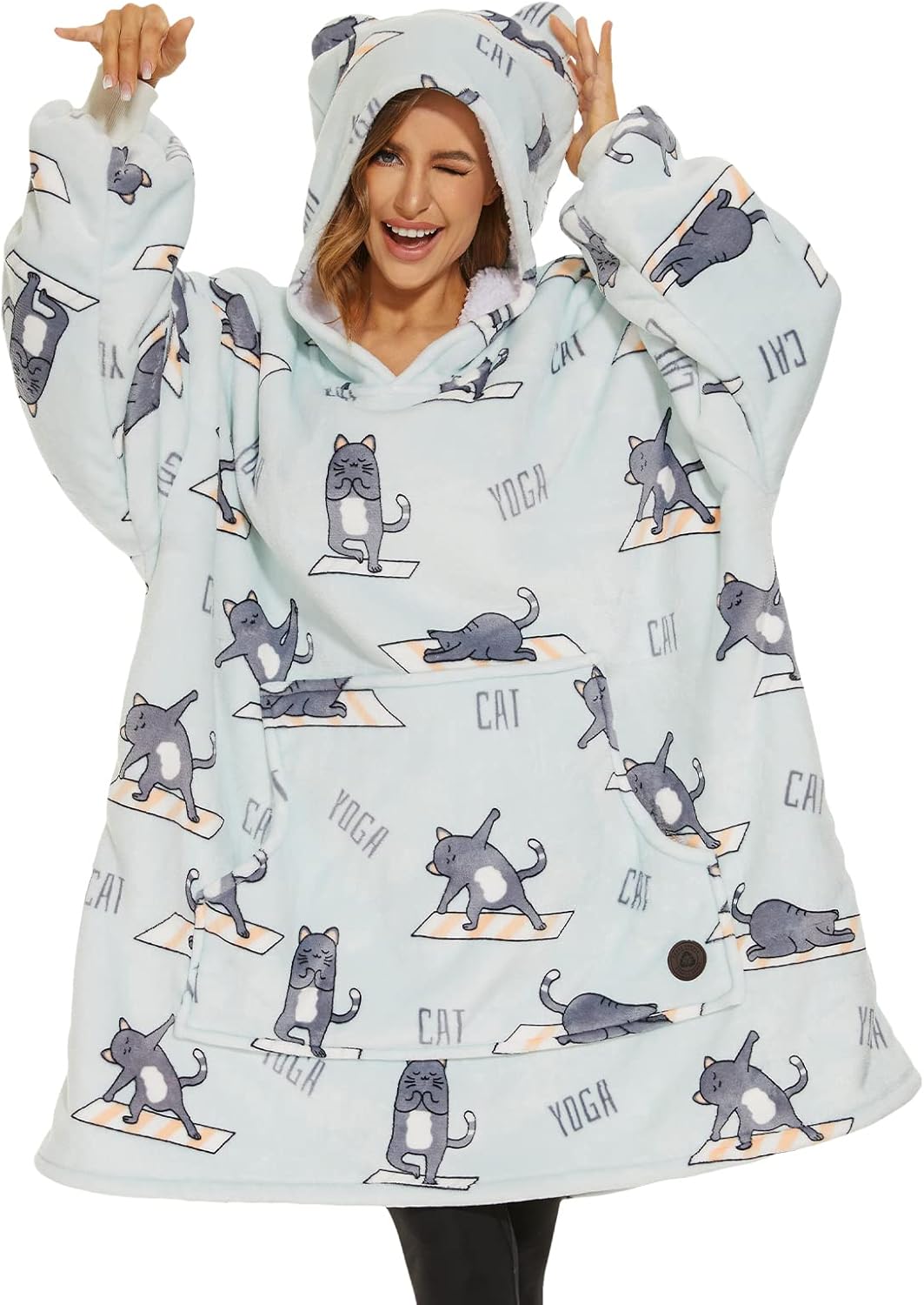 Warm Cozy Sherpa Hoodie Blanket for Women