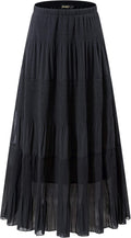 NASHALYLY Women's Chiffon High Waist Pleated A-Line Maxi (Style 3FCR)
