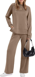 Women's Side Slit Lounge Set 2-Piece Tracksuit - Mock Neck Comfort