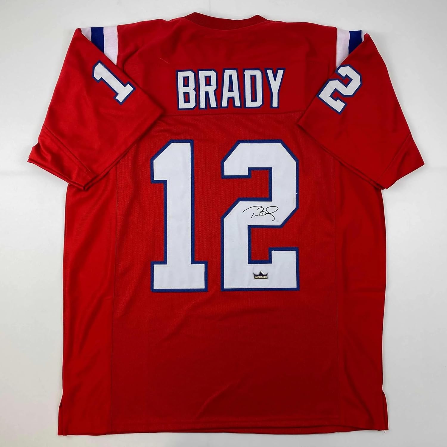 Facsimile Autographed Tom Brady New England Red Jersey XL