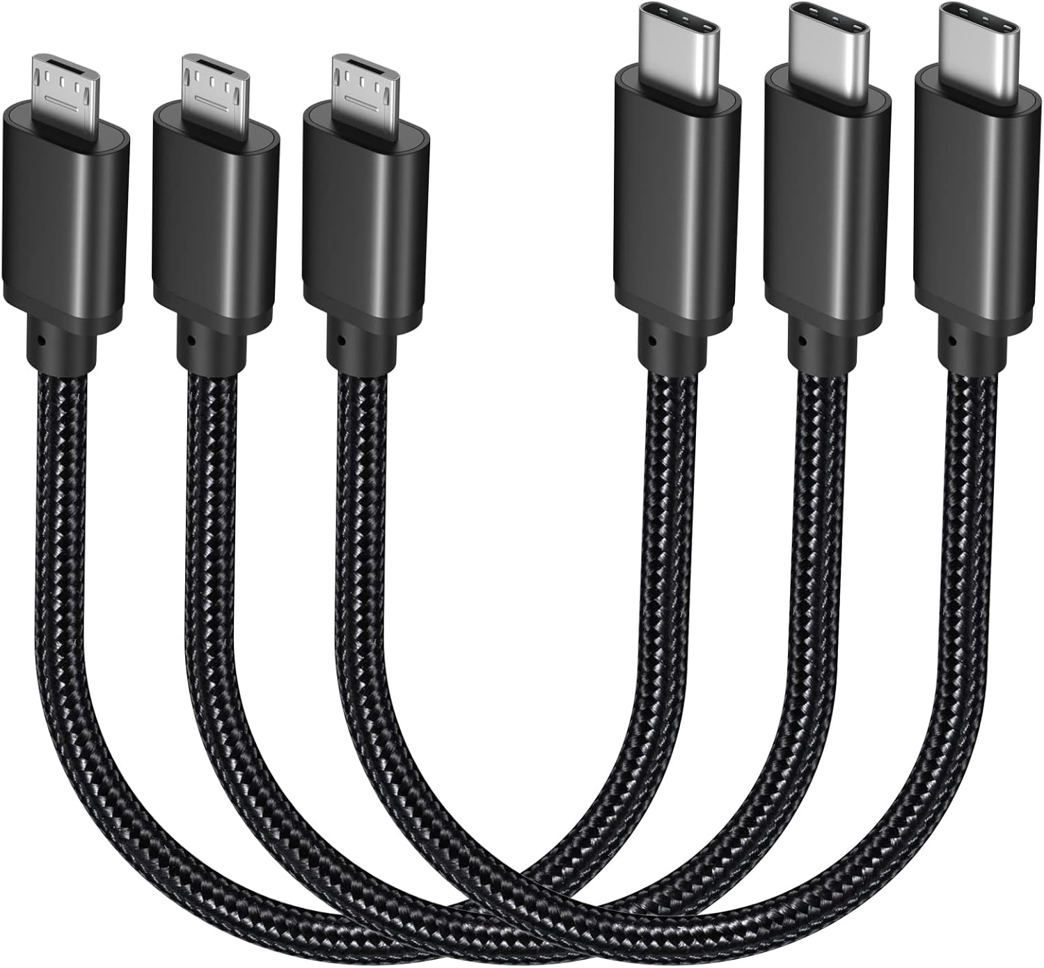 Fast Charge 3Pack USB C to Micro USB Cable Set