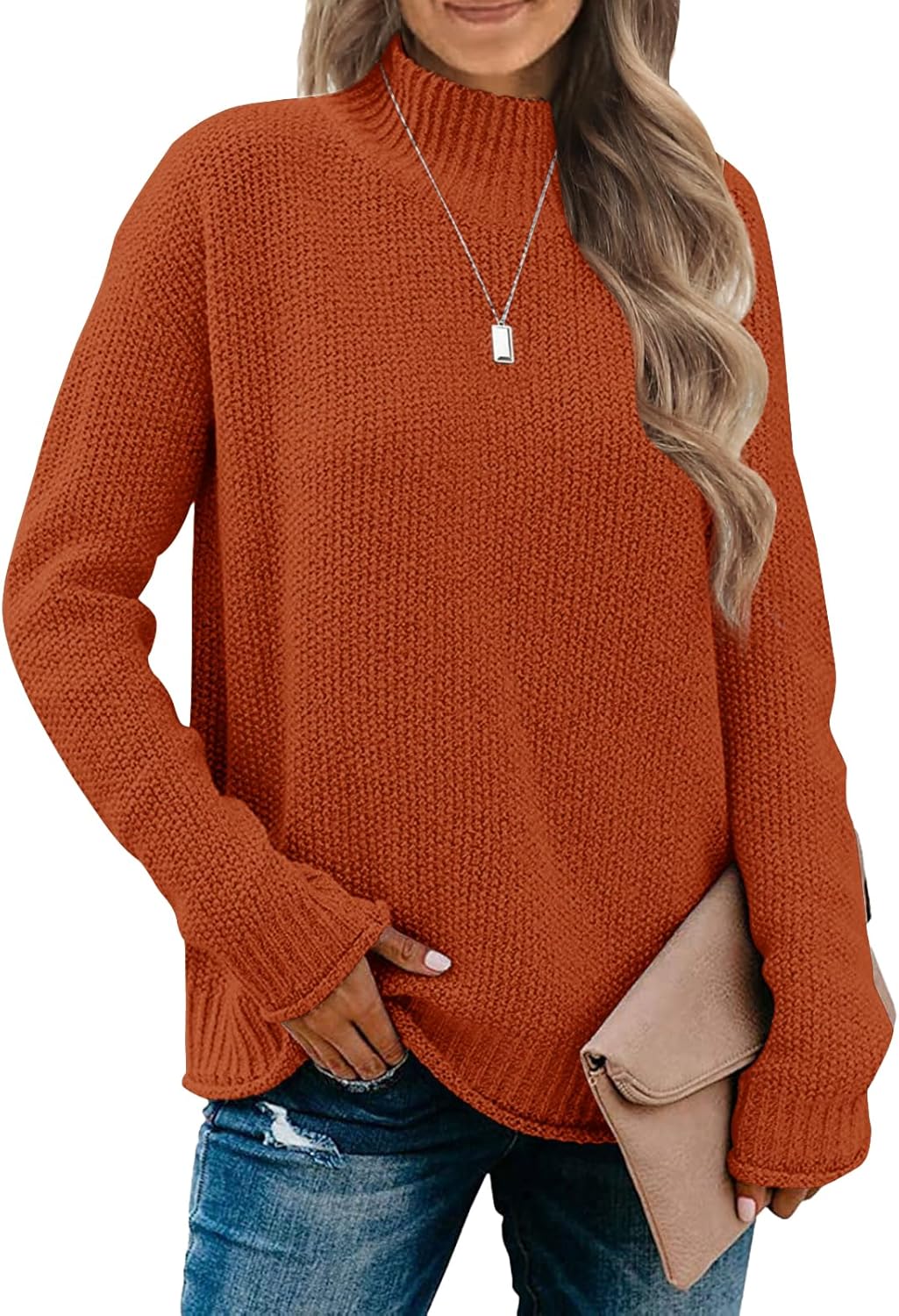Cozy Women's Turtleneck Long Sleeve Sweater for Fall 2025