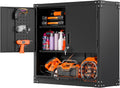 Metal Wall Cabinet 32 in x 31 in - Locking Black Storage Cabinet