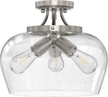 VONLUCE Semi Flush Mount Ceiling Light - Clear Glass, Brushed Nickel