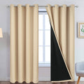 Yakamok Beige 100% Blackout Curtains - Thermal Insulated Drapes