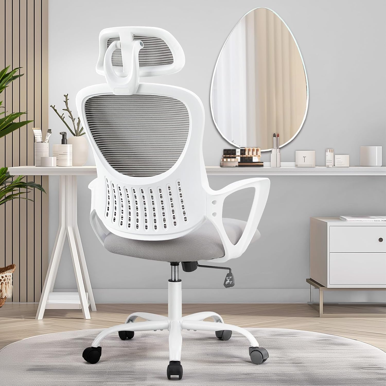 Ergonomic High-Back Office Chair with Adjustable Headrest and Wheels