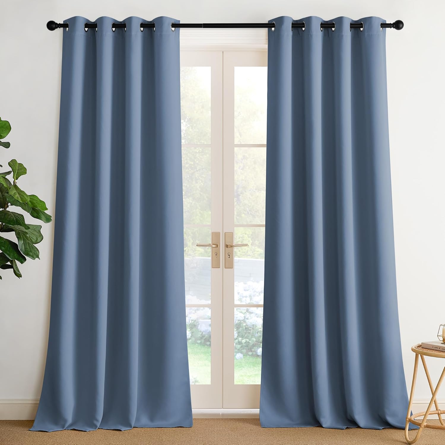 NICETOWN Stone Blue Blackout Curtains for Energy Efficiency