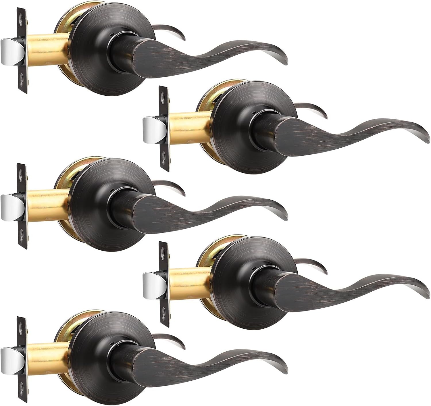 GOBEKOR Oil Rubbed Bronze Passage Door Levers for Modern Homes