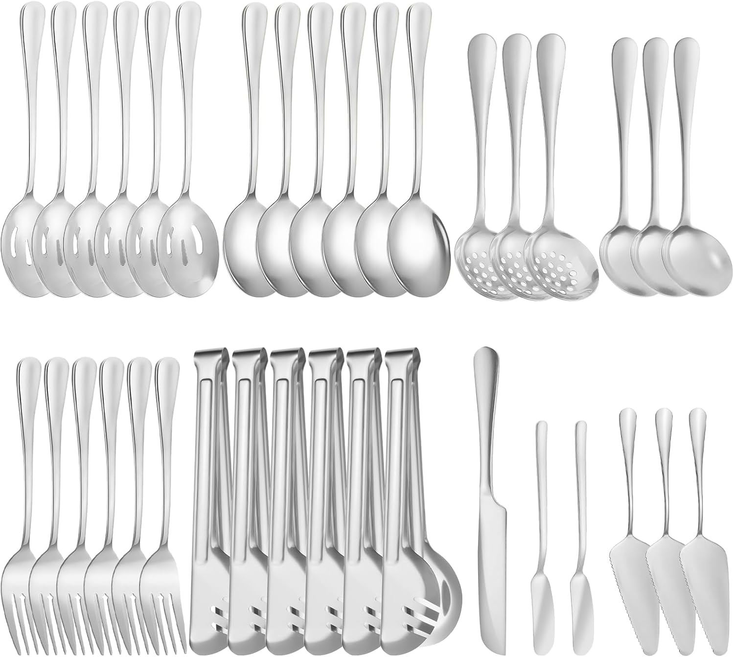 36-Piece Stainless Steel Serving Utensil Set for Every Occasion