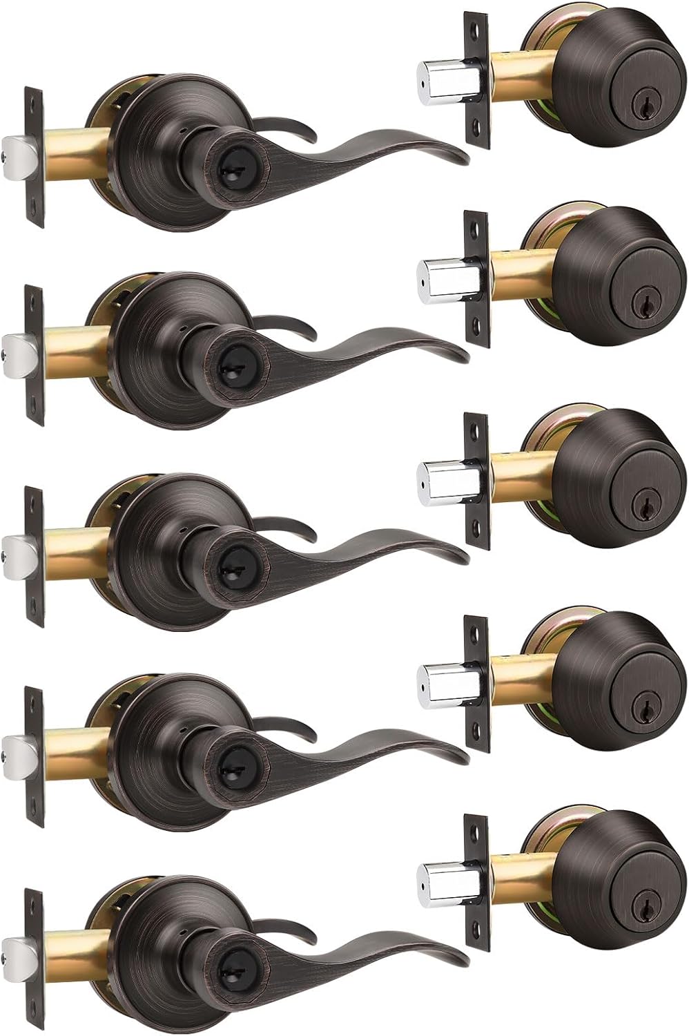 Gobrico Entry Door Handle and Deadbolt Combo Lockset Set of 5