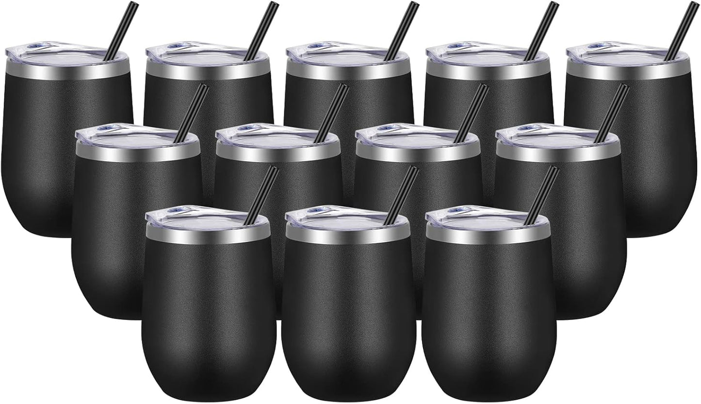 VEGOND Wine Tumblers Bulk 12 Pack for Stylish Drink Enjoyment