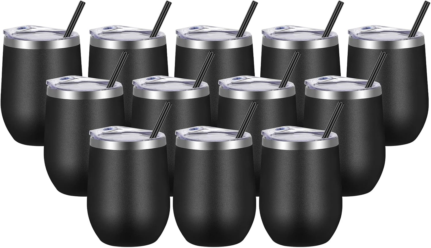 VEGOND Wine Tumblers Bulk 12 Pack for Stylish Drink Enjoyment