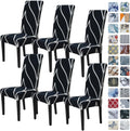 Black Chair Covers for Dining Room 6 Pack - Stretch Slipcovers