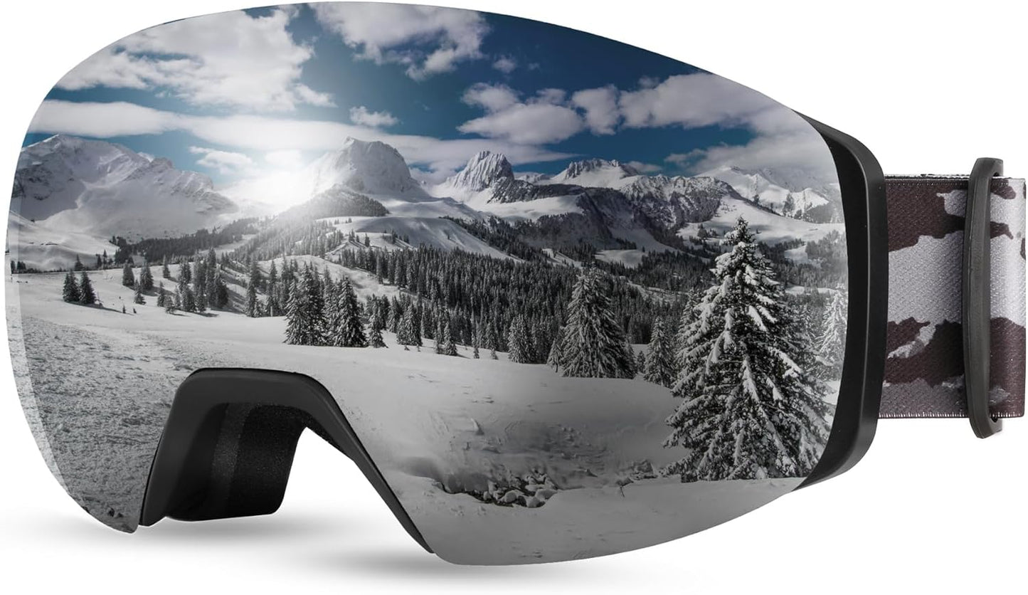 FEISEDY Frameless Magnetic Ski Goggles: 100% UV Protection