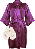 Custom Women Satin Robes with Slippers Gift Set (Style 83PT)