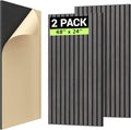 Wood Slat Acoustic Panels 48 x 24 Ebony Wood - Self-Adhesive