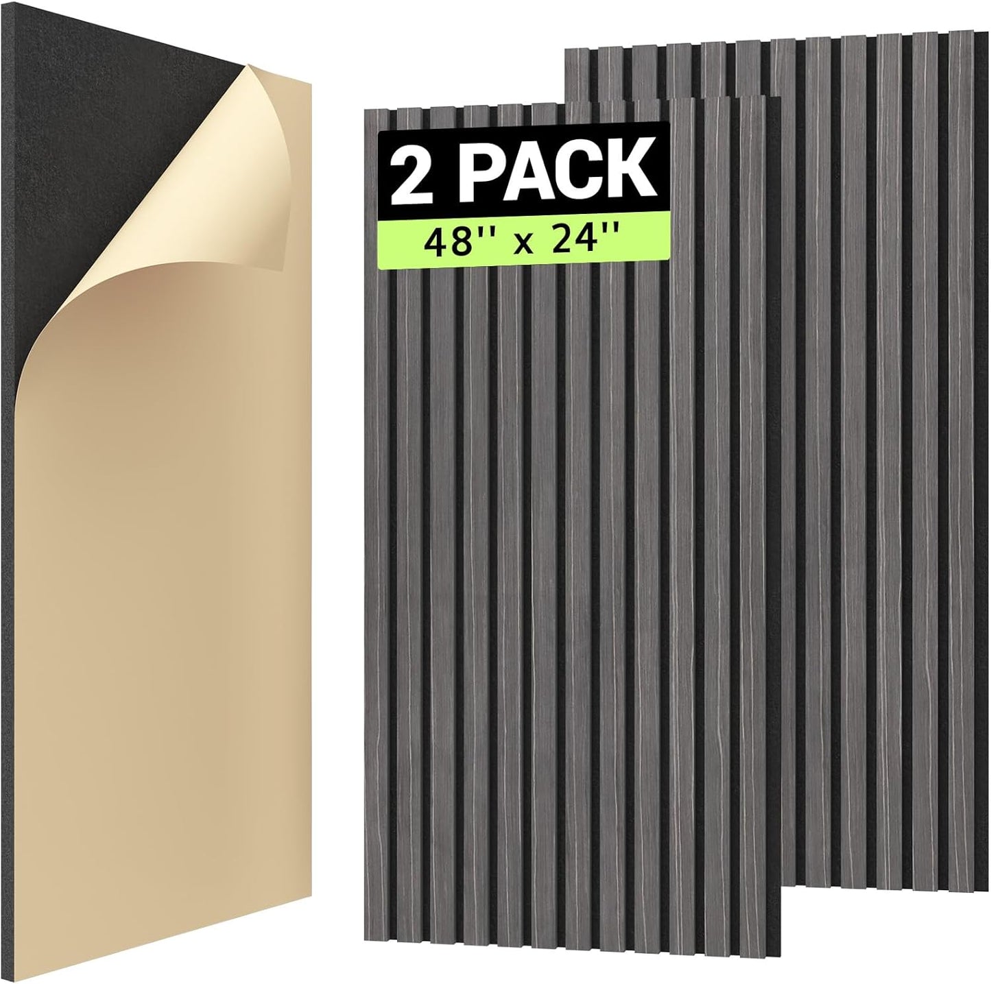 TONOR 2PCS Wood Slat Panels for Sound Absorbing and Decor