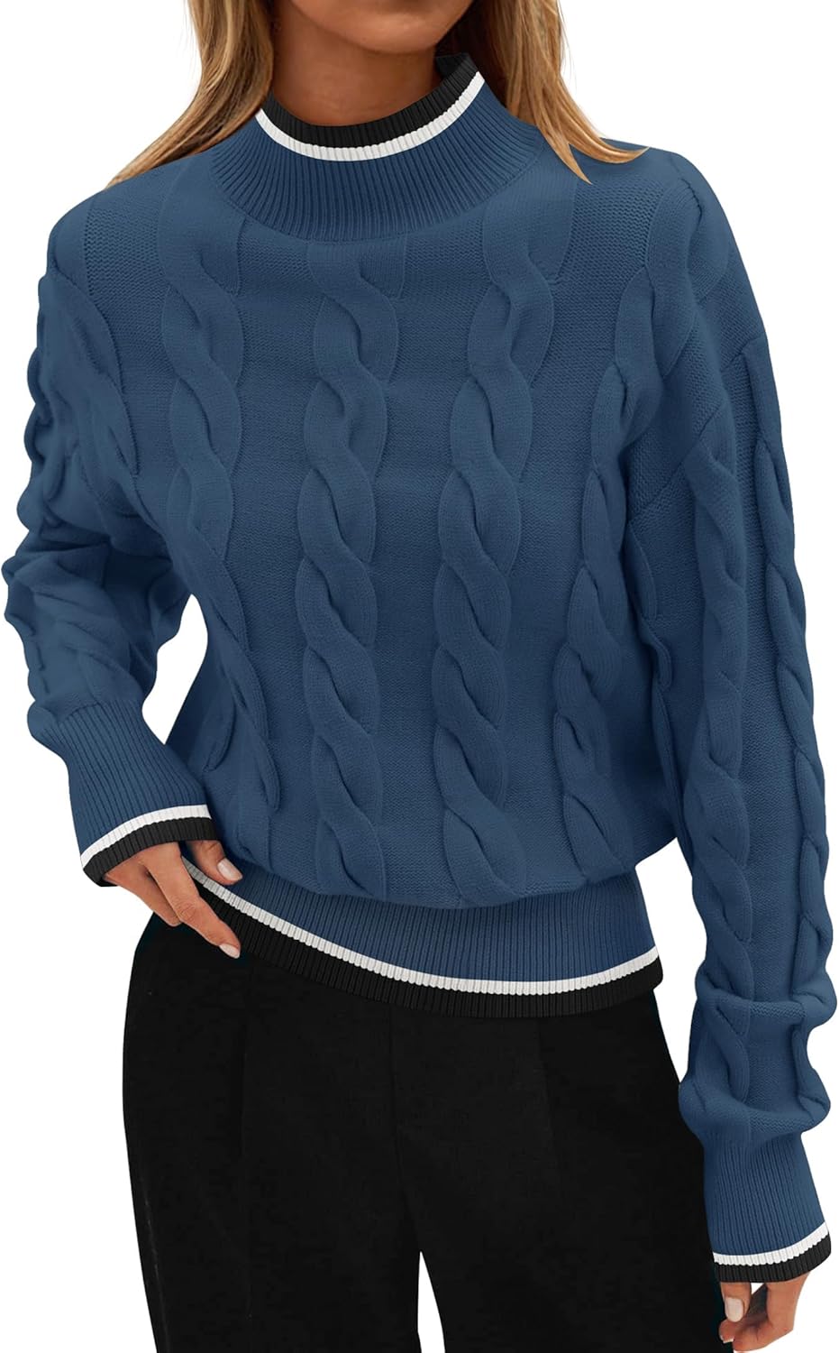 ZESICA Women's Casual Long Sleeve Mock Neck Sweater for Fall