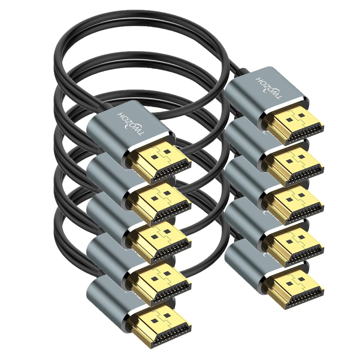 Twozoh Slim 4K HDMI Cable 5 Pack - Ultra Thin & Flexible, 4K/60HZ Support