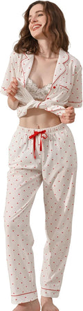 100% Cotton Pajamas for Women Sets 2 Pieces Pjs - Soft Breathable