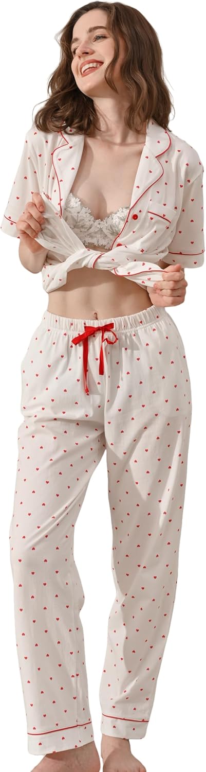100% Cotton Pajamas for Women Sets Soft Sleepwear Loungewear