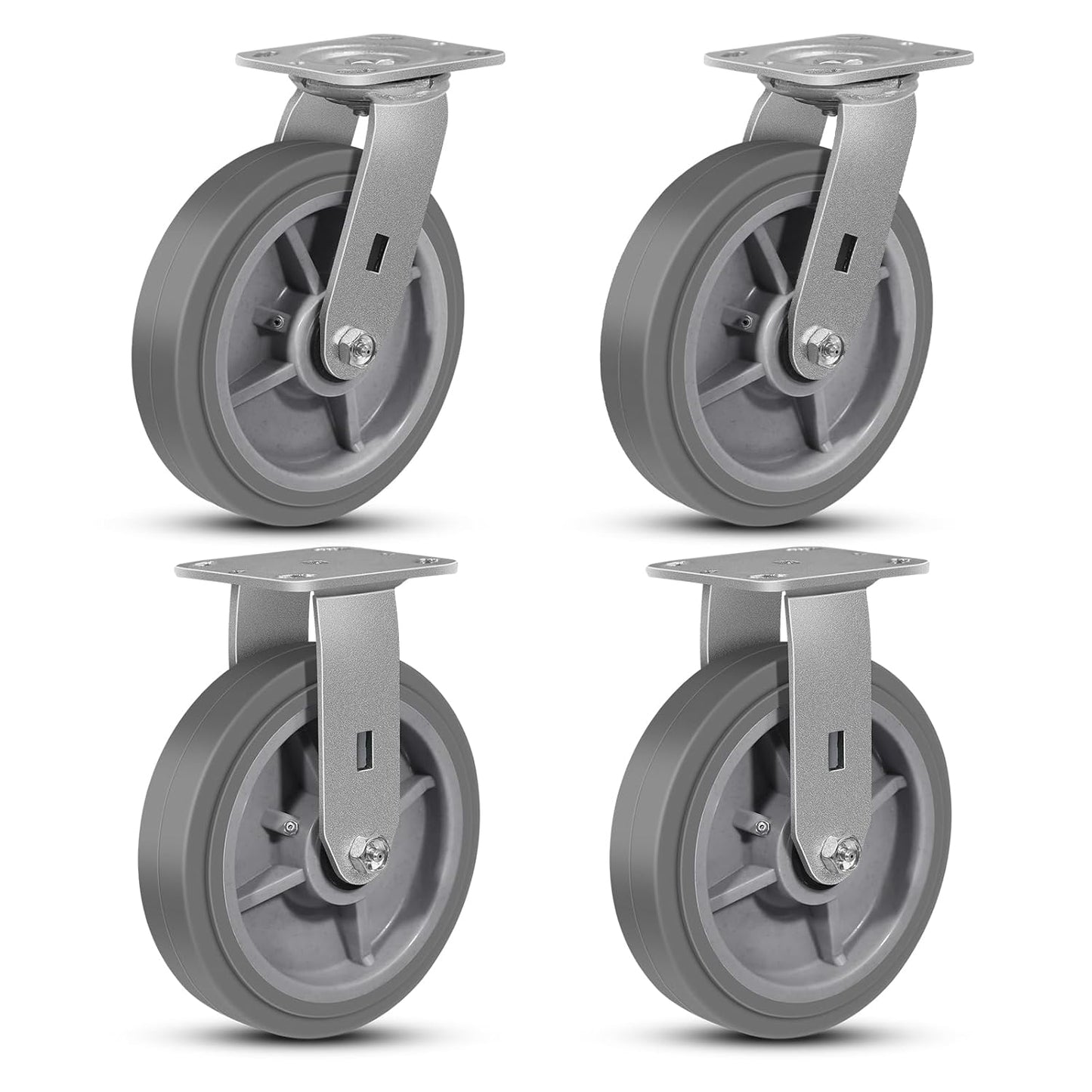 8 Inch Heavy Duty Casters Set of 4 for Smooth Quiet Movement